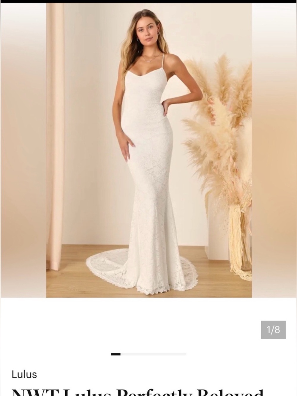 Lulu's Elegant White Spaghetti-Strap Mermaid Wedding Gown